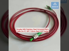 Simplex MM Edelstahl gepanzertes Patchkabel 2m FC APC 3,0mm Rot LSZH Jacket