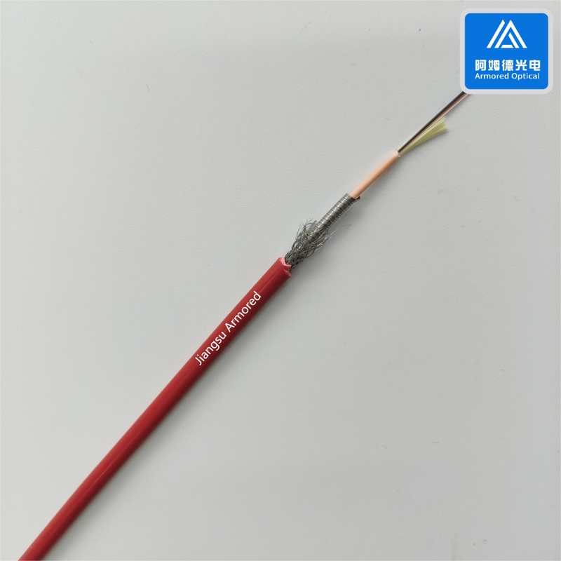 5.0mm 12 Core micro armor fiber optic cable Red LSZH Jacket FTTH